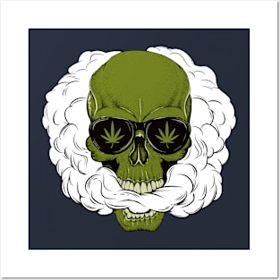 Skull Smoking Ganja Posters and Art